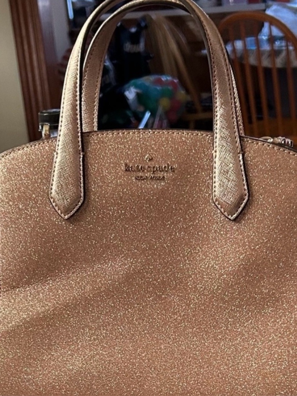 kate spade Rose Gold Glitter Dome Satchel Bag
